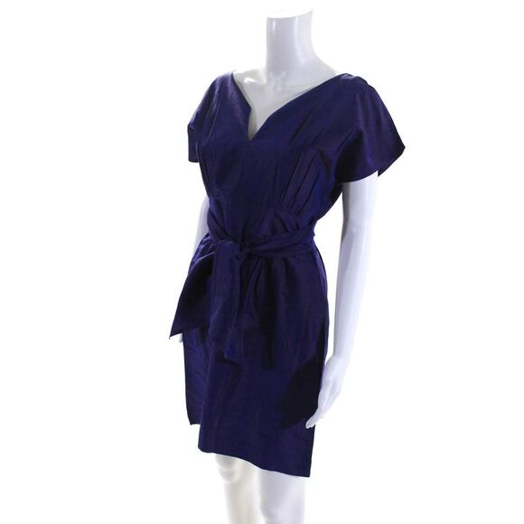 Calypso Saint Barth Womens Silk Crepe V-Neck Empire Waist Dress Purple Size XS - Picture 2 of 7